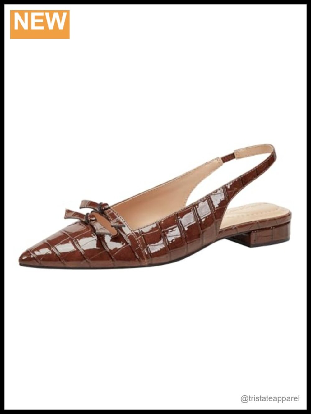 Pointy Toe Slingback Flats Faux Leather Slip-On Dress Shoes